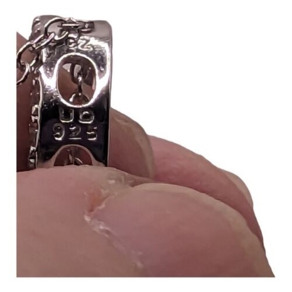 925 Halo CZ Cubic Zirconia Pendant Necklace 16" with 2" ext Open Circle Sterling - Picture 4 of 12